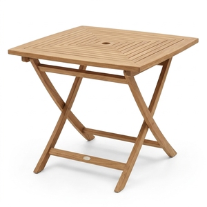 Mesa de Comedor Plegable Cuadrada Moderna de Madera de Teca Sólida Bien Pulida para Exteriores, Hotel, Capacidad para 4 Personas - Product Image 1