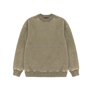 Sweat-shirt à col rond en Sherpa de couleur unie personnalisé OEM Sweat-shirt à rayures côtelées sur les poignets et l'ourlet brodé de logo - Product Image 3