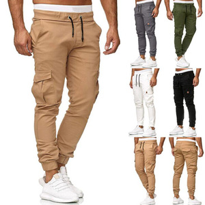 กางเกงลำลองผ้าฝ้ายผู้ชายสไตล์ใหม่สำหรับฤดูใบไม้ร่วง แฟชั่นผ้าแคนวาสสีพื้น ปิดด้วยเชือกผูก กันน้ำ ระบายอากาศได้ดี เหมาะสำหรับเล่นกีฬา - Product Image 2