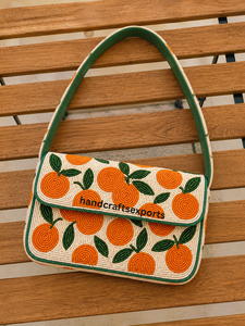 Bolso de Hombro Artesanal con Cuentas, Moderno y Profesional, con Patrón Naranja, Bolso de Mano para Mujer, Diseño Bordado Colorido - Product Image 4