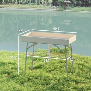 Tavolo Pieghevole da Esterno 3.4ft con Vano di Scarico e Riempimento, Mensola Refrigerante per Bevande per Feste o Attività all'Aperto - Product Image 3
