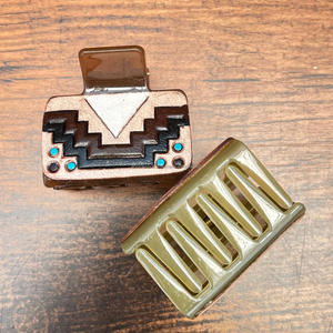 2025 New Design Hand <b>Tooled</b> Leather Mini Hair <b>Clips</b> High Quality Genuine Leather Charms Hair Claws <b>Clip</b> Accessories for Women's - Product Image 6