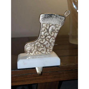 Engrave Silver Shoe Christmas <b>Stocking</b> <b>Holder</b> Marble Base Easy Portable Decorative Objects Living Room Tabletop - Product Image 1