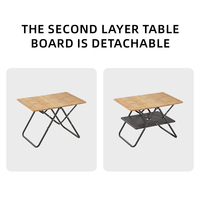 Table de patio pliable en bambou massif Soho pour l'intérieur et l'extérieur, idéale pour le camping