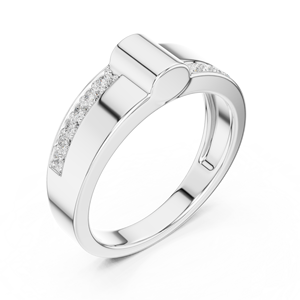 Bague de luxe en or blanc 10K avec diamant de laboratoire taille ronde, moins d'un carat, plaqué rhodium, pour femme - Product Image 2