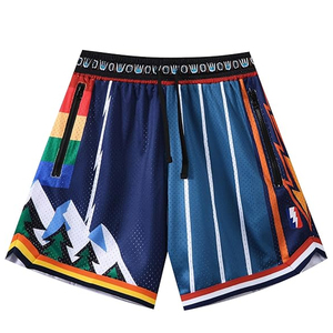 Mens Casual Lace Mesh Shorts OEM Custom Youth Boy Flame Design Double <b>Layer</b> Men Mesh Basketball Shorts - Product Image 6