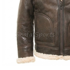 Classic 100% Genuine Leather Plus Size Motorcycle Winter Warm <b>Shearling</b> Fur Reversible Front <b>Men's</b> Leather <b>Jackets</b> - Product Image 4