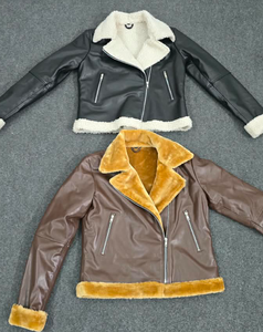 High Class Women Genuine Leather Shearling Motorcycle Jacket With <b>Fur</b> <b>Trim</b> Winter Zipper Closure Full Sleeve Regular Length - Product Image 1