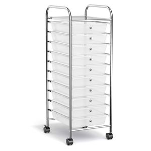 Carrello Portaoggetti Pieghevole con 10 Scomparti e 4 Ruote Universali per Bagno e Armadio - Product Image 1