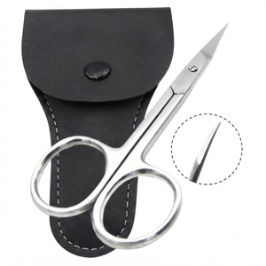 Tijeras Curvas Pequeñas para Cabello de 3.7 pulgadas - Tijeras de Acero para Vello Púbico, Facial y Barba, Tijeras para Recortar Nariz y Bigote, Tijeras para Uñas de Bebé - Product Image 1