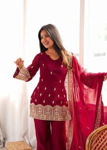 <b>Women</b> Embroidered sarar <b>suit</b> With Dupatta Heavy Faux Georgette Party Outfita - Product Image 6