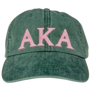 Gorra de Béisbol Ajustable de Algodón Rosa Pastel con Letras AKA y Bordado Verde, Gorro de Sororidad Griega - Product Image 5