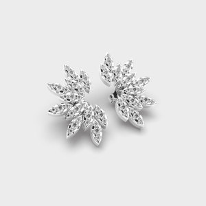 IGI Certified Lab Grown Round Diamond Stud Earrings Solid 925 Sterling Silver <b>Leaf</b> Cluster Floral Diamond Earrings - Product Image 3