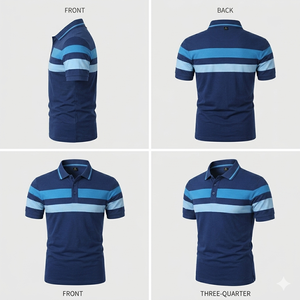 Chemise classique pour homme de haute qualité à manches courtes, respirante, décontractée, imprimée sur mesure, en tissu tricoté uni anti-boulochage pour l'été - Product Image 3