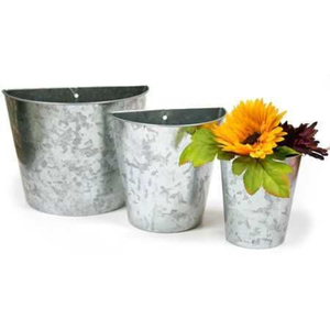 Lot de 3 jardinières murales vintage rustiques en métal galvanisé pour intérieur et extérieur, décoration murale suspendue style ferme pour jardinage vertical - Product Image 4