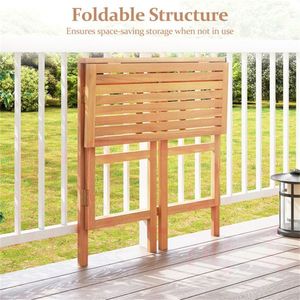 Natural Acacia Wood Foldable Patio Bar <b>Table</b> with Footrest <b>Space</b> <b>Saving</b> Outdoor Pub <b>Table</b> with Slatted Top - Product Image 5