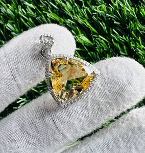 TASBIYA GEMS Women's Natural <b>Citrine</b> Gemstone 925 Sterling Silver Minimalist Solitaire <b>Pendant</b> Gold Rhodium Plating Third Party - Product Image 4