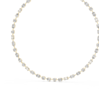 Collier tennis personnalisé en or jaune 18 carats avec diamants de laboratoire à taille mixte de 21,4 carats |   Fabricant de bijoux en marque privée