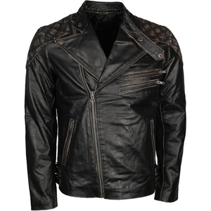 Chaqueta de Motociclista de Cuero Vacuno Genuino para Hombre, Chaqueta de Motociclista Vintage con Aspecto Desgastado, Chaqueta de Cuero Personalizada para Motociclista Doble - Product Image 3