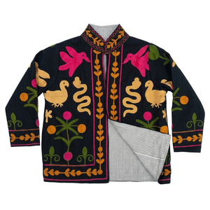 Suzani Embroidered <b>Quilted</b> <b>Jackets</b> Intricate Traditional <b>Patterns</b> Knitted 100% Cotton for Boho Ethnic Wear Layering Gifts - Product Image 1