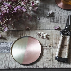 Imperial Duo Tone Brass Coaster Set Handcrafted Premium Round Drink Coasters Heat Resistant <b>Table</b> Protector Luxury Gift - Product Image 5