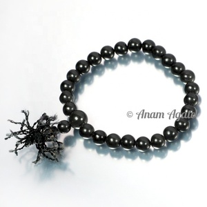 Pulsera de piedras preciosas de jaspe y ágata negra hecha a mano Fabricante y exportador de pulseras a granel Curación de chakras Reiki Meditación - Product Image 1