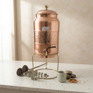 Distributeur d'eau en cuivre martelé – 5L 10L 18L de la marque Indian exports international (Cuivre pur certifié) - Product Image 1