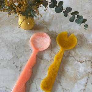 Handmade Resin Eco-Friendly <b>Salad</b> Servers Spoon Set Long Handles Artistic Glossy Design American Style Dishwasher <b>Salad</b> <b>Tools</b> - Product Image 3