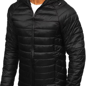 เสื้อแจ็คเก็ตผู้ชาย เสื้อแจ็คเก็ตบุผ้านวมน้ำหนักเบาสีดำพร้อมฮู้ดปรับได้ วัสดุคุณภาพสูงจากปากีสถาน เหมาะสำหรับฤดูใบไม้ร่วง - Product Image 1