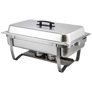 Classic Round Stainless Steel Chafing Dish With Wood Handles Insulated <b>Food</b> Warmer Casserole <b>Server</b> - Product Image 2