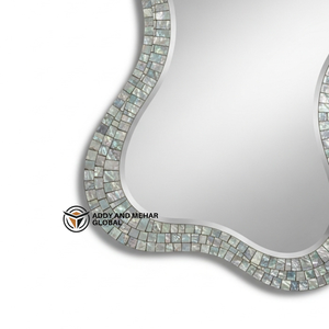 Miroir mural de mariage Art Déco carré de luxe en MDF fait main avec mosaïque de coquillages écologique pour une décoration intérieure haut de gamme - Product Image 6