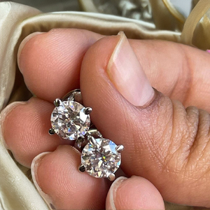 Trendy Women's Fashion Jewelry Custom Minimalist 10K Solid Gold Solitaire VVS Moissanite Diamond <b>Stud</b> <b>Earrings</b> Anniversary Party - Product Image 6