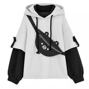 Korean Style Two-Piece Unisex Hoodie Kawaii Oversized Sweatshirt 100% Cotton Camouflage <b>Cute</b> <b>Bear</b> Crossbody Bag Custom Logo - Product Image 3