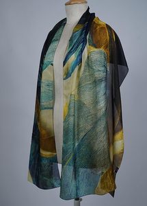 Pañuelo de Seda Pura con Estampado Digital para Mujer, Estola de Seda Ligera y Suave de Diseño de Lujo, Elegante Chal de Moda para Todas las Estaciones - Product Image 6