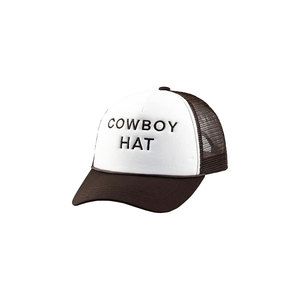 Gorra Trucker de Malla Blanca y Marrón de 6 Paneles, Ajustable, Bordada, Estilo Vaquero, Unisex, Casual - Product Image 1