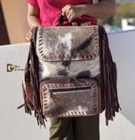 Nouveauté 2026 : Sac à dos en cuir de vachette à franges, sac à dos élégant en cuir de vache à poils, sacs d'école unisexes, sac de créateur unique