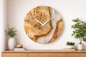 Handmade Wood Resin Wall <b>Clock</b> Large Modern Decor <b>Silent</b> Minimalist Unique Gift Living Room Kitchen Office Art - Product Image 6