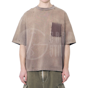 Camiseta OEM 100% Algodón para Hombre, Camiseta Vintage con Efecto Desgastado, Camiseta con Estampado/Bordado Personalizado - Product Image 2