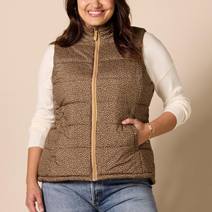 Winter Custom <b>Cropped</b> Sleeveless Women's Waterproof Breathable Windproof <b>Zip</b>-<b>Up</b> Quilted Padding Eco-Friendly Canvas Reversible - Product Image 6