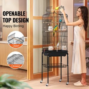 Gabbia per Pappagalli Grande da 64 Pollici con Tetto Apribile e Supporto con Ruote Rimovibile per Parrocchetti, Fringuelli, Canarini, Agaporni, Calopsittici - Product Image 2