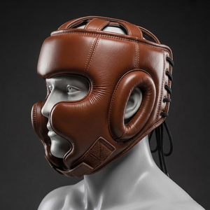 Protector de Cabeza Profesional para Boxeo, Casco de Protección Facial de Cuero para MMA - Product Image 3