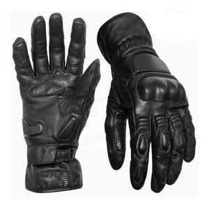 Guantes de Motocicleta de Cuero con Pantalla Táctil, Largos hasta la Muñeca, Transpirables, Ecológicos, Estilo Sencillo, para las Cuatro Estaciones, Color Negro - Product Image 1