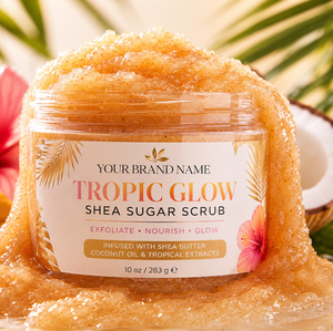 Exfoliante Corporal Tropic Glow Shea Sugar Scrub con Manteca de Karité y Aceites Naturales, Fórmula Hidratante para Venta al por Mayor y Marca Privada - Product Image 2