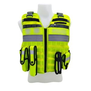 Chaleco de seguridad reflectante de alta visibilidad con diseño de malla y logotipo personalizado para trabajo al aire libre - Product Image 5