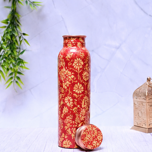Botella de Agua de Cobre con Estampado Geométrico Azul, Botella de Cobre de Diseño de Lujo, Botella de Cobre Puro Hecha a Mano, Botella Ayurvédica para la Salud - Product Image 6