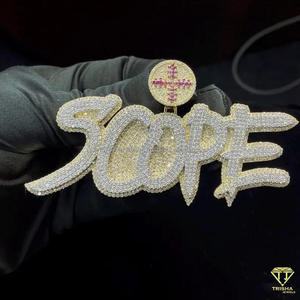 Luxury <b>Custom</b> <b>Name</b> <b>Necklace</b> Moissanite Diamond Pendant Hip Hop Streetwear Jewelry For Men - Product Image 2