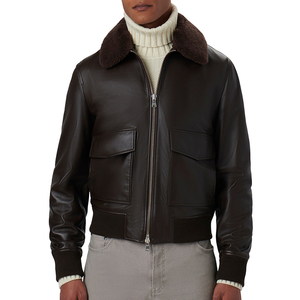 2026 Factory OEM High Quality Men's Genuine Leather Bomber Jacket Varsity Breathable Windproof Winter Zipper Closure - Product Image 1