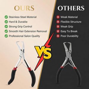 TJ Professional Stainless Steel Hair Extension Loop <b>Needle</b> Pulling Hook <b>Threader</b> Wire Beads Pliers Micro Links Hair Kit for Home - Product Image 3