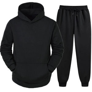 Ensemble de survêtement décontracté pour homme, hiver, uni, respirant, 100% polyester, style designer, sweat-shirt et pantalon de jogging - Product Image 5