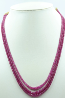 Collier de perles de pierre en rubis Mogok facetté de qualité supérieure, 3 brins, 2,5-4 mm, trou percé au centre, longueur 15-16 pouces